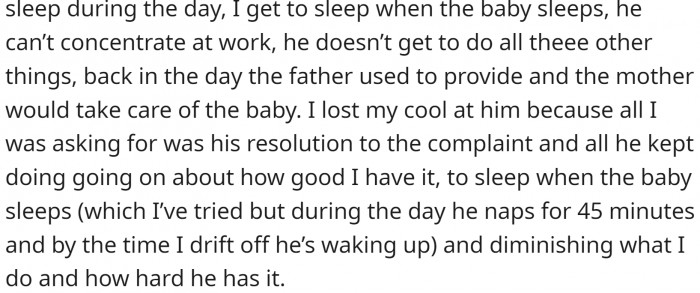 He believes that taking care of the baby is easy