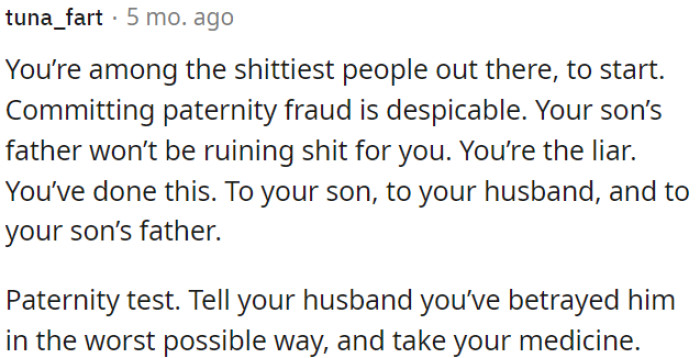 OP Has Committed a Terrible Act of Paternity Fraud