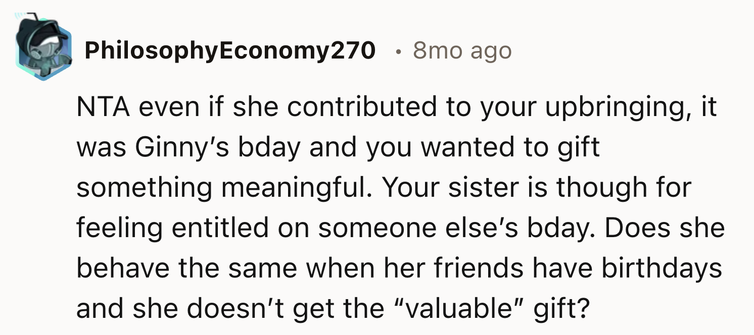 Feeling entitled on someone else's birthday
