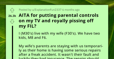 Redditor Questions If He's Wrong For Setting Parental Controls On His TV, Upsetting His Father-In-Law