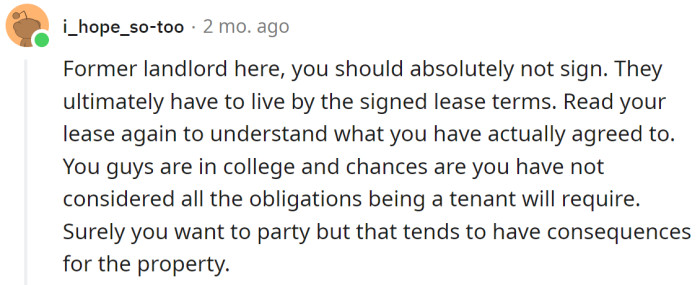 An opinion from a former landlord: