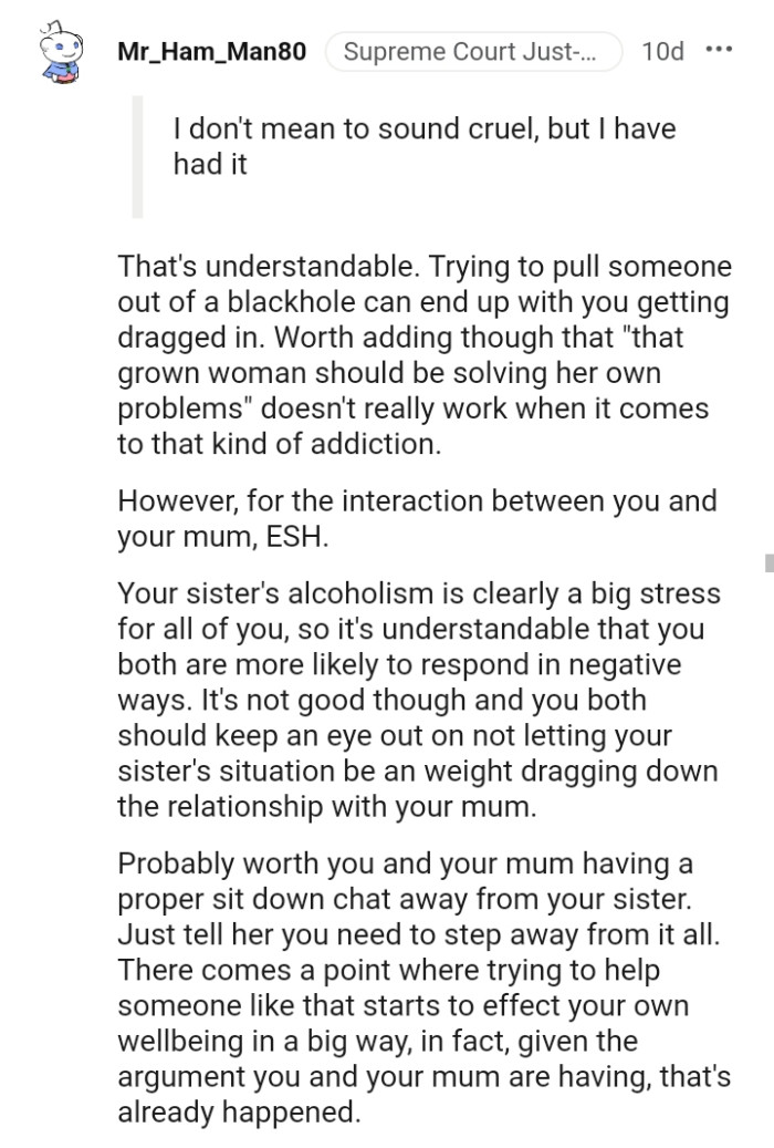 Tell her you need to step away from all of it