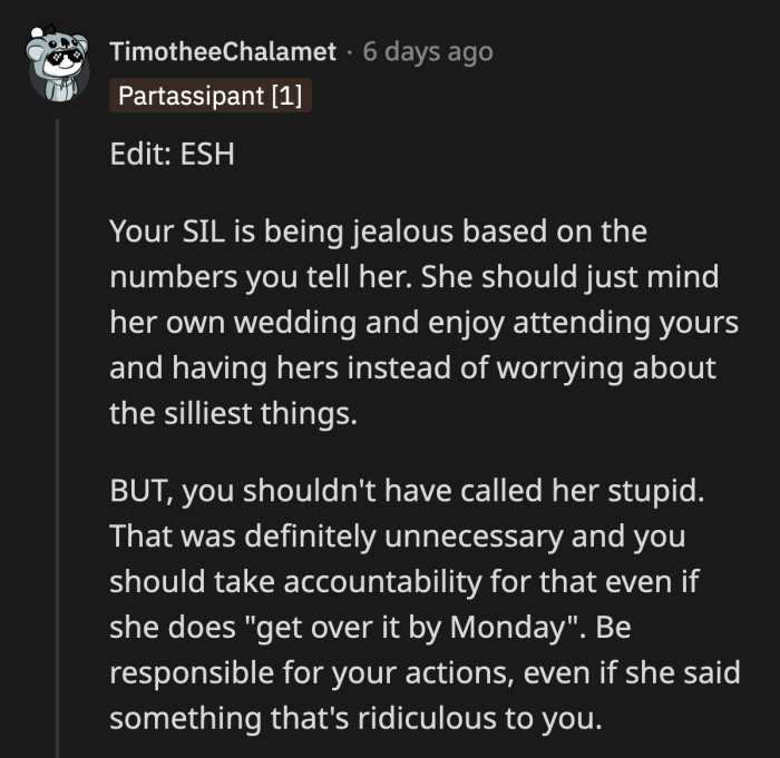 OP calling her stupid when she was anxious about her wedding wasn't the right call either.