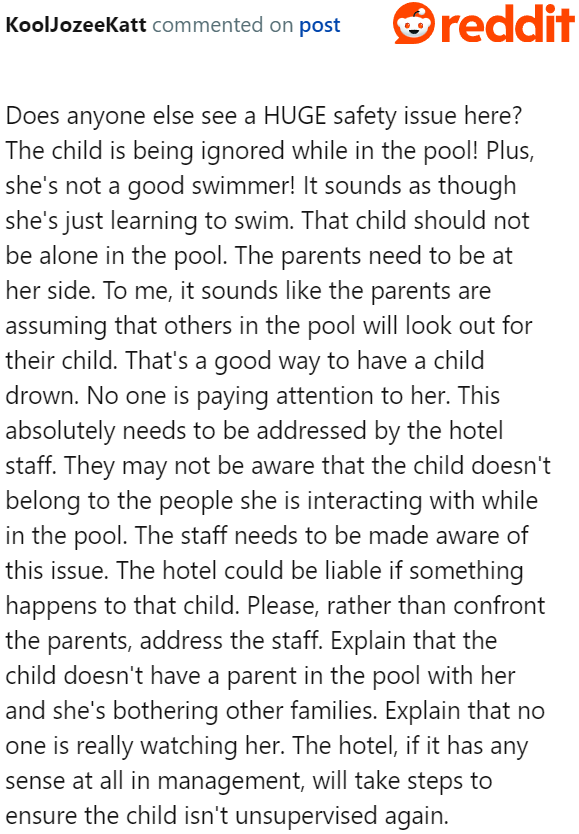 One user was concerned about the child's safety.