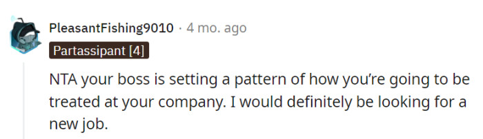 Their boss is establishing an unfortunate pattern.