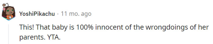 The baby's innocence definitely strikes a poignant chord...