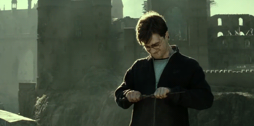 11. Harry snaps the Elder Wand after defeating Voldemort in Harry Potter and the Deathly Hallows.