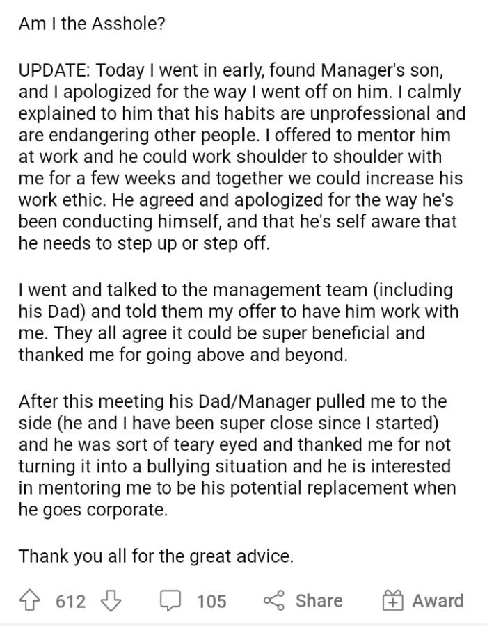 OP posted an update on the situation.