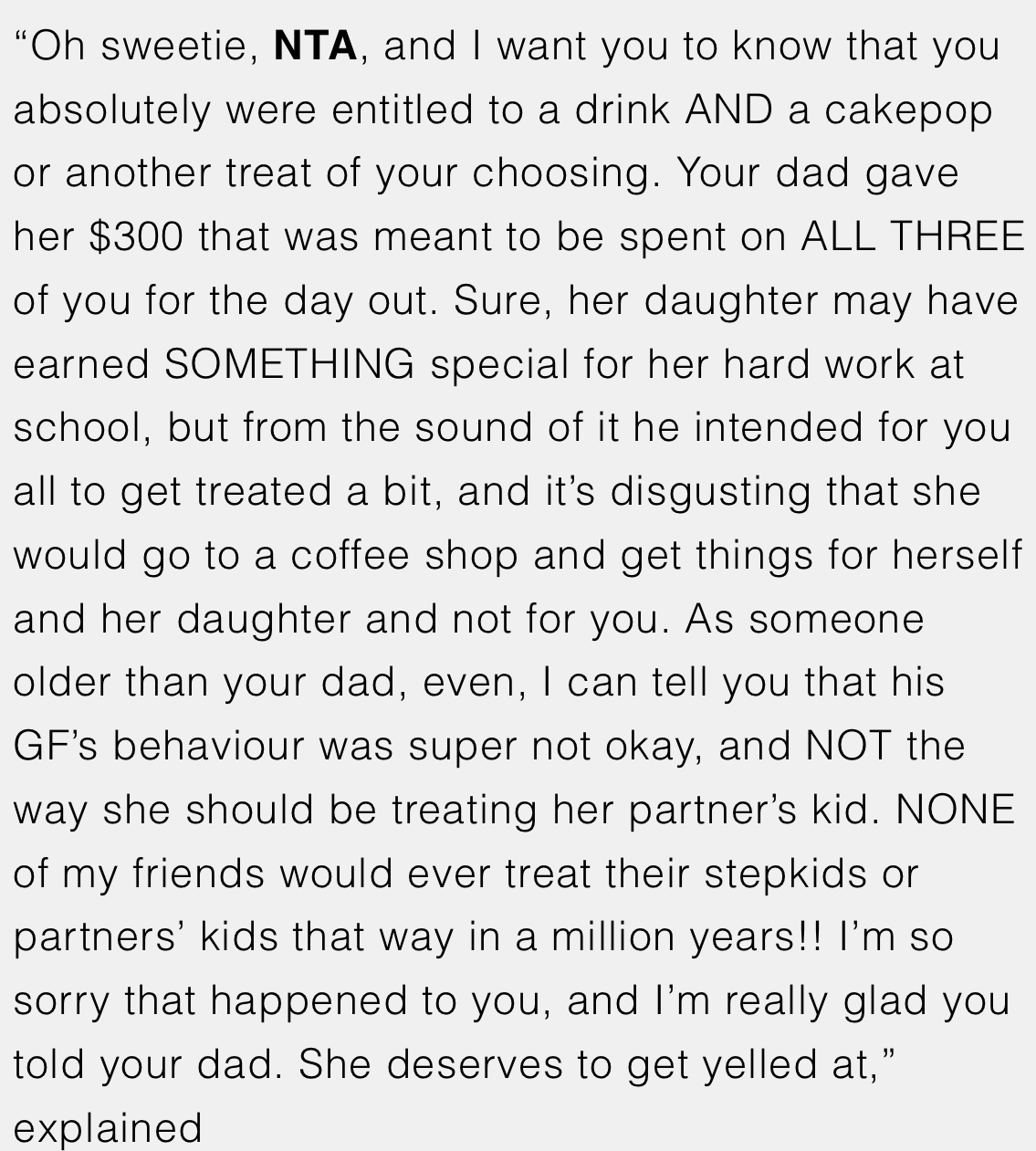 “His GF’s behavior was super not okay!”