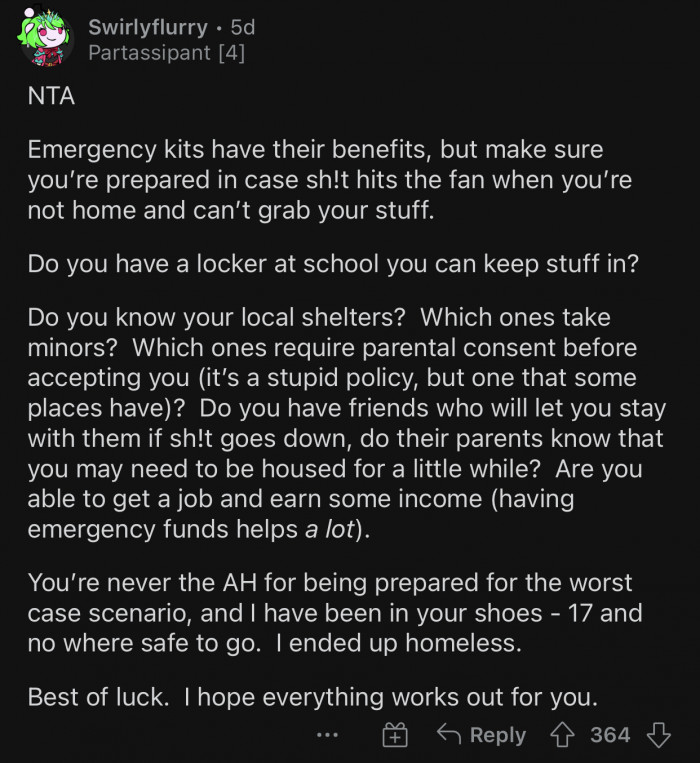 OP has every right to prepare for the worst-case scenario.