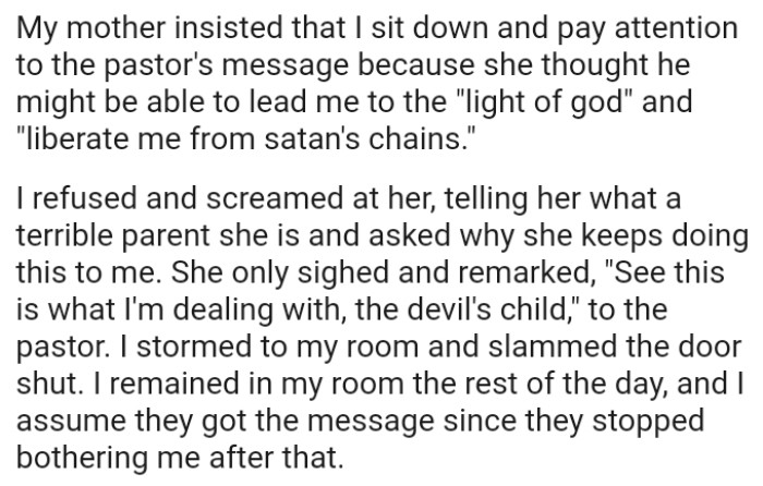 The OP remained in the room for the rest of the day, and the OP assumed they got the message.