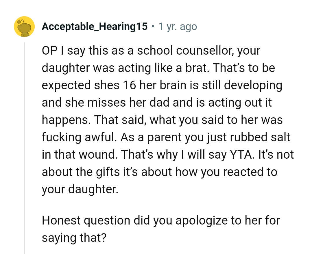 What the OP Said to Her Daughter Was Awful