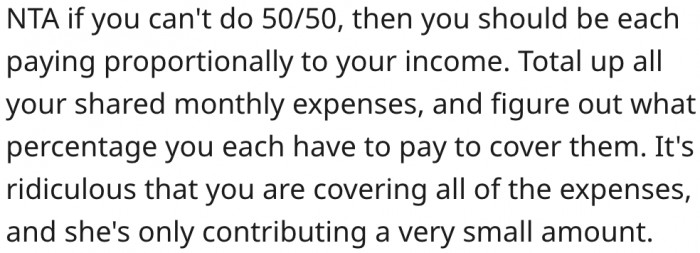 20. A proportional income-sharing formula is the solution here.