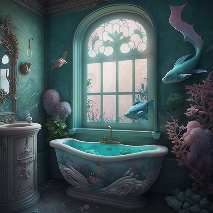 4. The bathroom themed around 'The Little Mermaid.'
