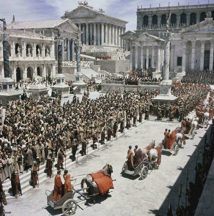 "The Full-Scale Recreation Of The Roman Forum Built For The Filming Of ‘The Fall Of The Roman Empire’ (1964)"