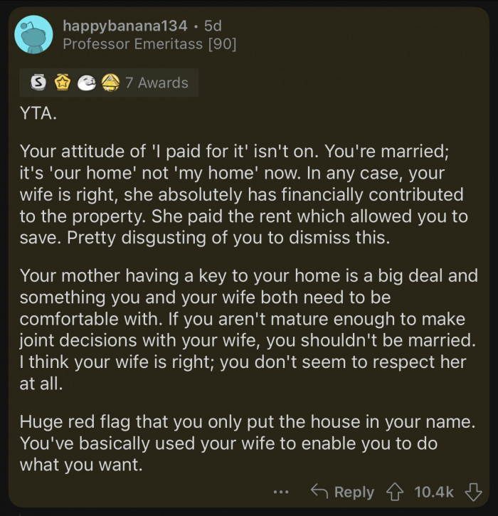 It's pretty disgusting of OP to dismiss his wife's contributions.