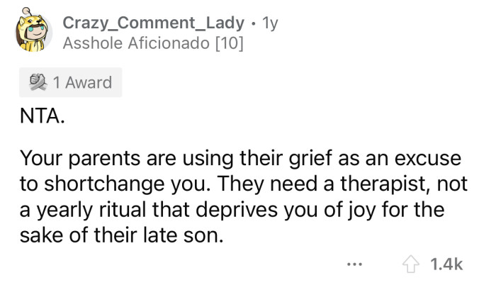 OP's family needs to see a therapist as soon as possible.