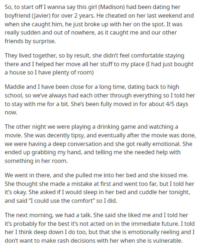 OP's post gives us details about the girl's relationship with her ex as well as her friendship with him and how things worked out after she broke up with him.