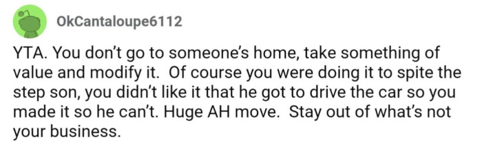 It does seem like OP came up with this to keep the stepson from using it