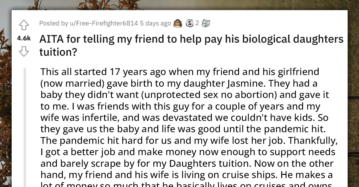Adoptive Parents Expect Bio Dad Of Their Kid To Pay For College Tuition, He Says He Already Gave Them Enough