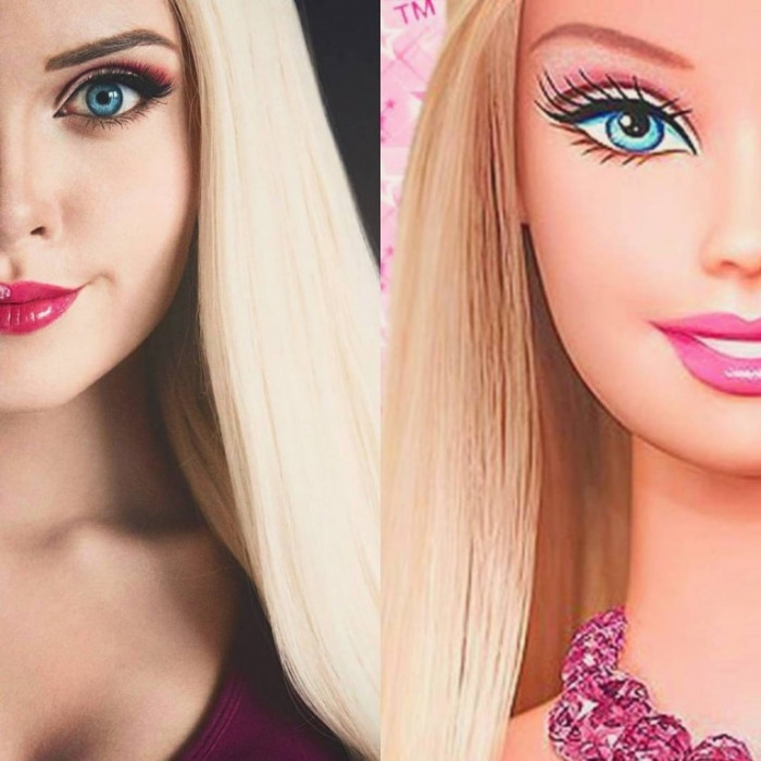 12. Here, we have Bugaeva cosplaying as the famous Barbie