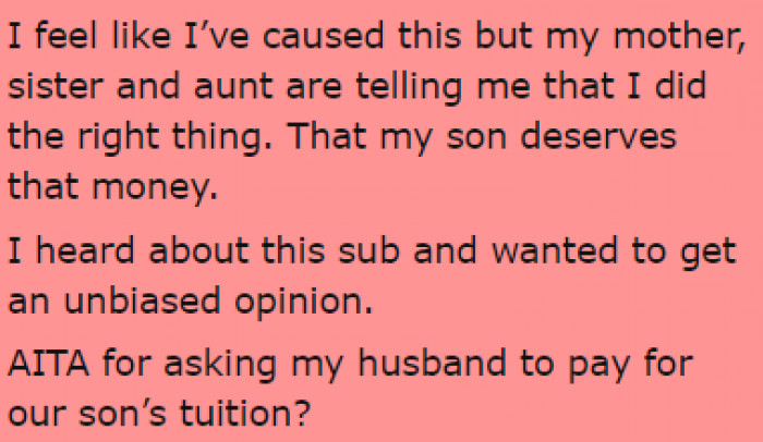 She turned to Reddit in an attempt to get an unbiased opinion on the matter