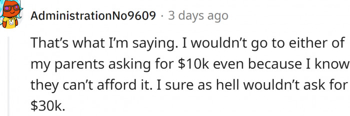 The fact that her sons asked her for money means that they believe she has it.