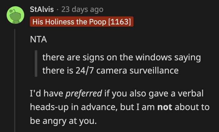 OP can save himself from an awkward situation in the future by explicitly warning guests about the cameras in the pool area