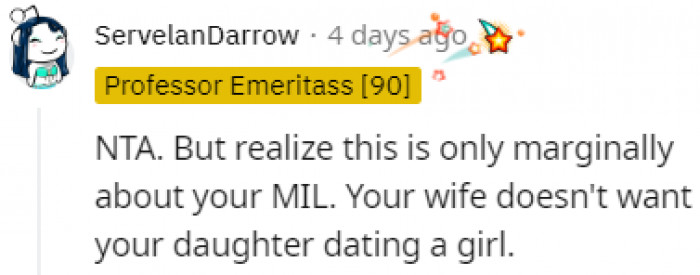 It's not about the mother-in-law