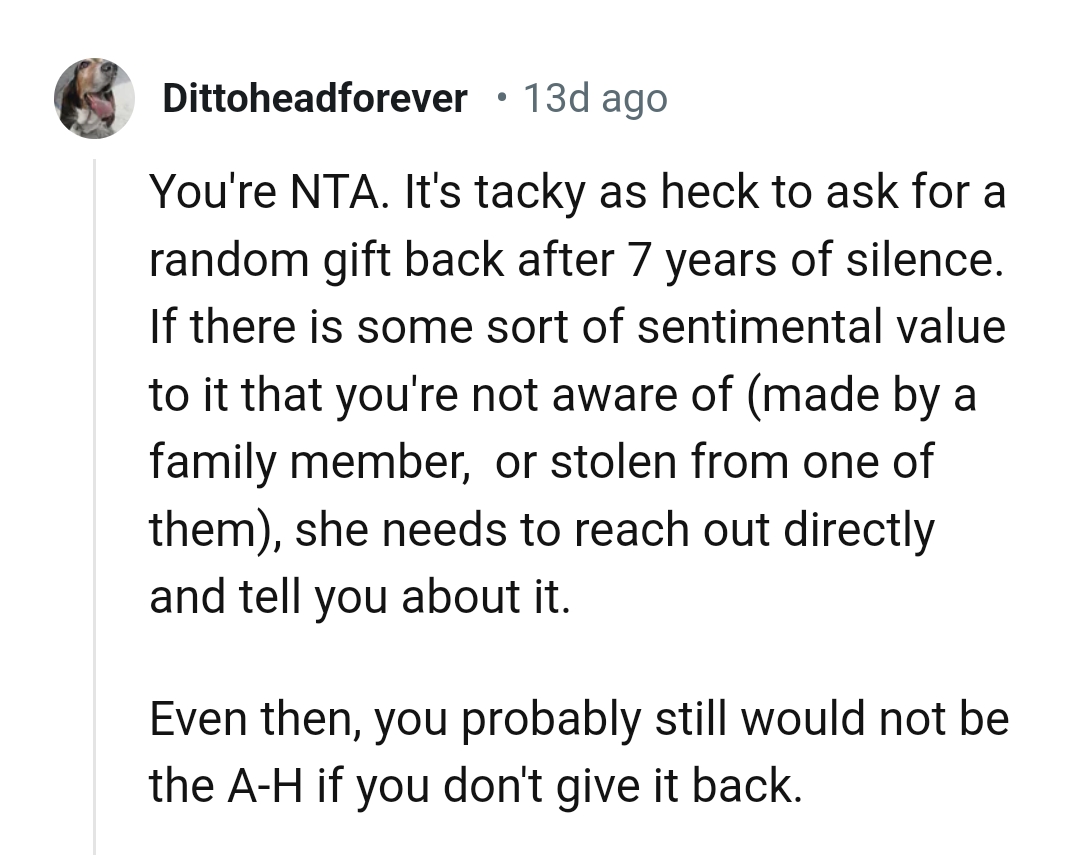 She needs to reach out directly