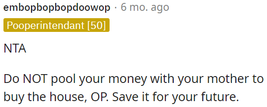 OP should preserve those funds for her future.