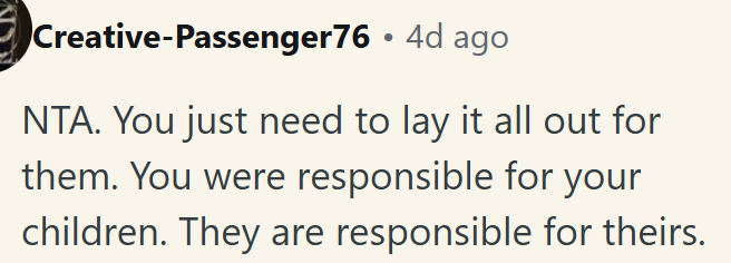 OP is not responsible for their kids.