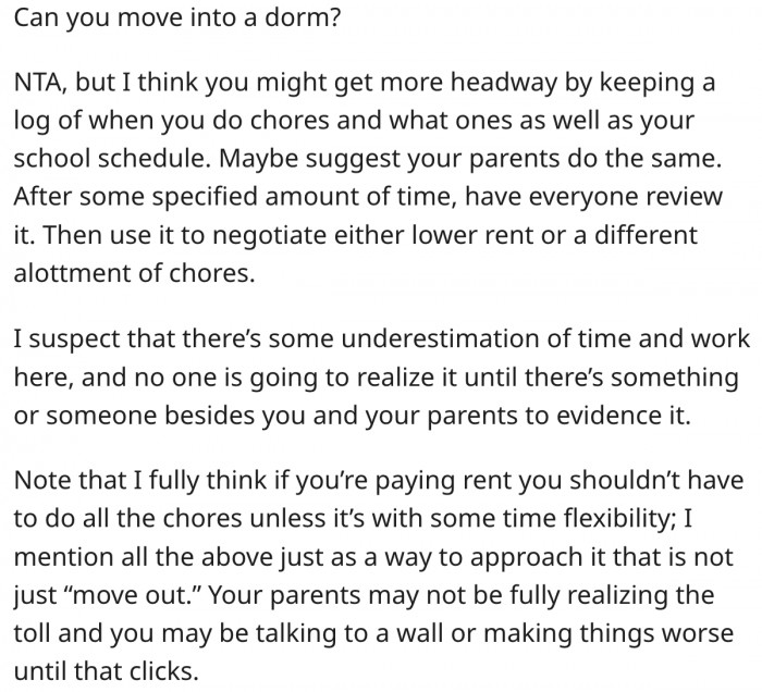 16. Her parents may not know how much work she's doing unless she documents it and they review it together.