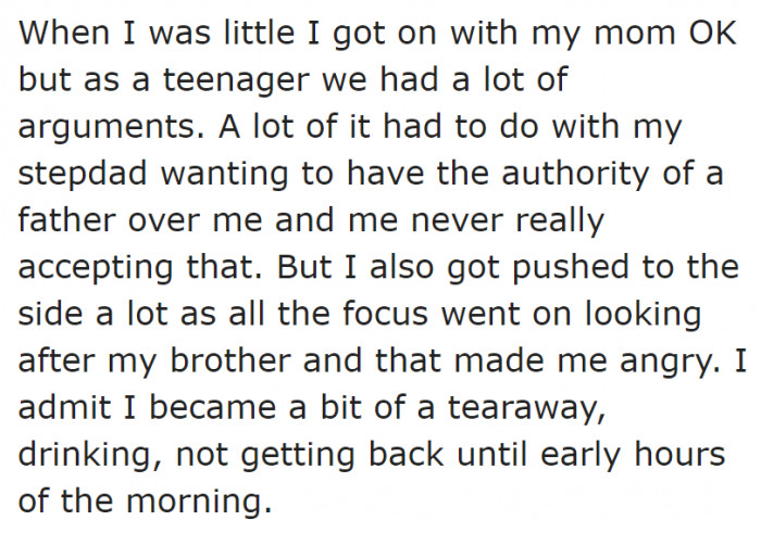 He also mentioned his worsening relationship with his mom.