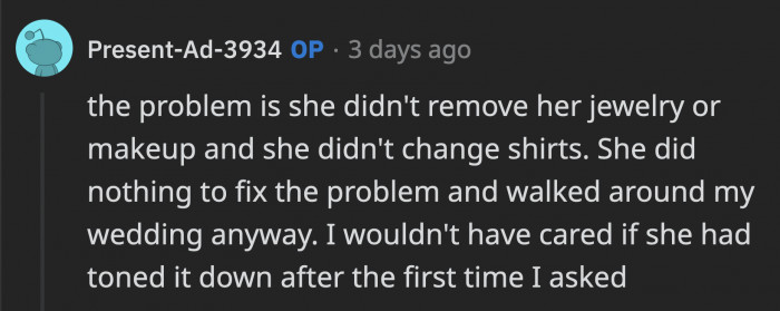 OP said she wouldn't have been bothered by the server if she had adjusted accordingly after OP asked