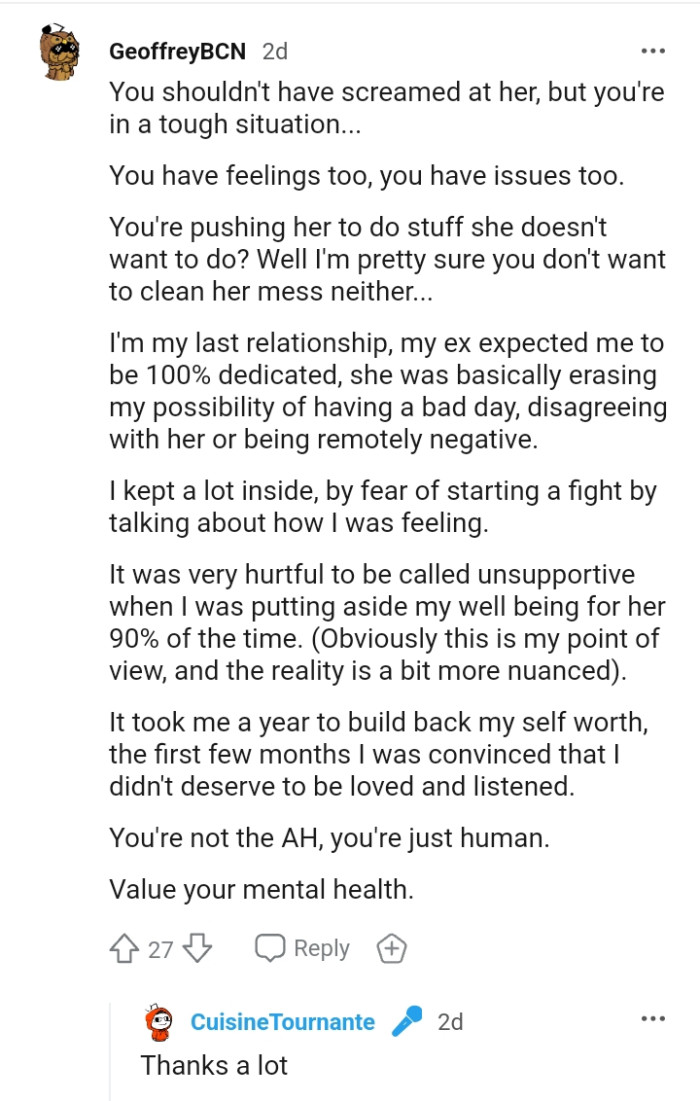 You're pushing her to do things she doesn't want to do