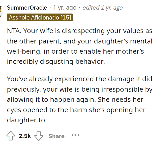 Yes, we agree with this, but the wife should be upset about this situation as well, not just OP.