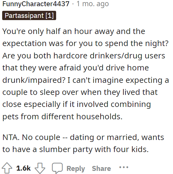Immediately, people told OP that she was not in the wrong for this and that many individuals wouldn't want to have a sleepover with children.