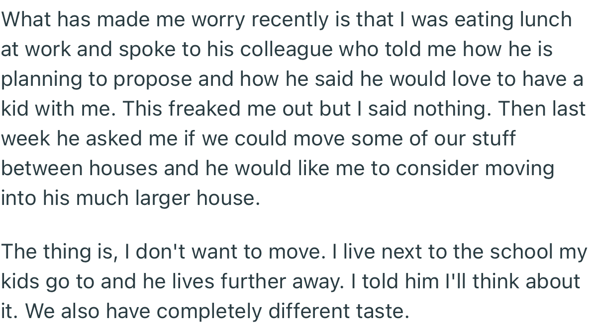 OP developed cold feet after finding out that her boyfriend was planning to propose