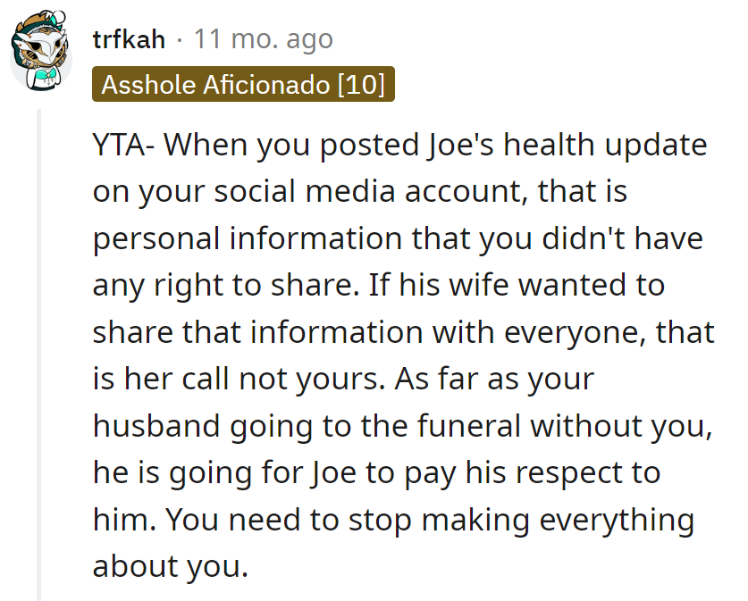 Again, it's not about you, OP!