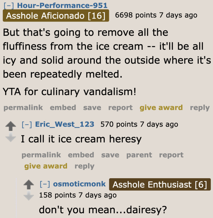 Some Redditors feel that what the OP is doing is an abomination.