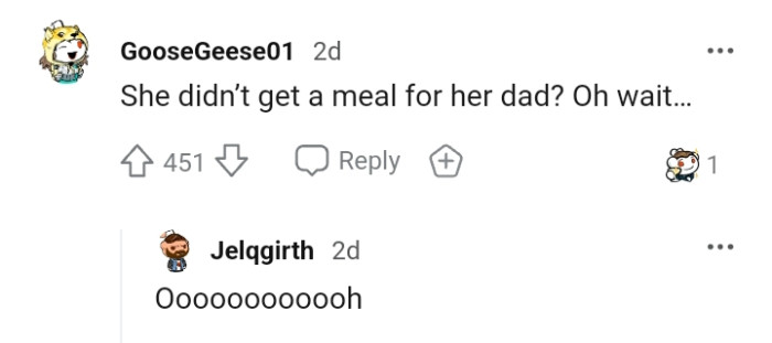Getting a meal for the dad