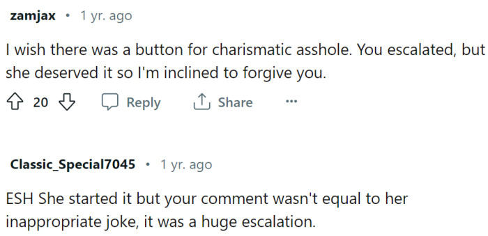 These Redditors believe it was an escalation. However, they don't agree on if it was justified or not