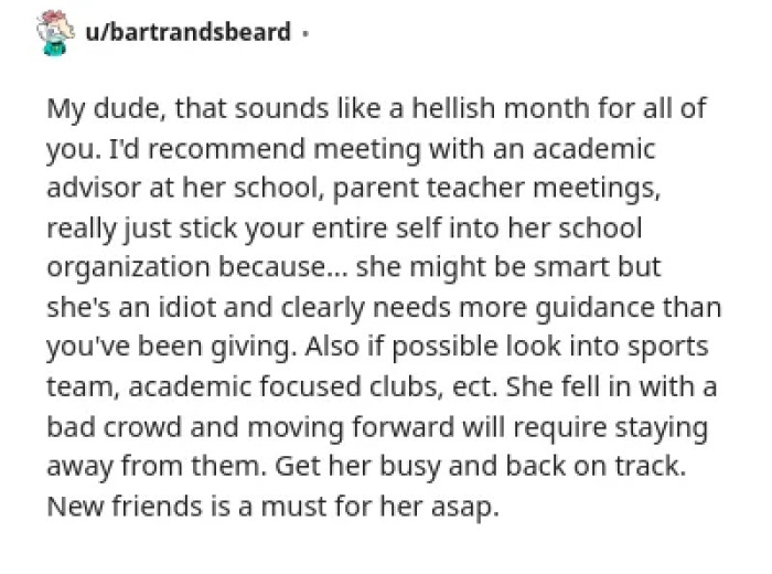 The daughter's ignorance about AP classes leads to school skipping