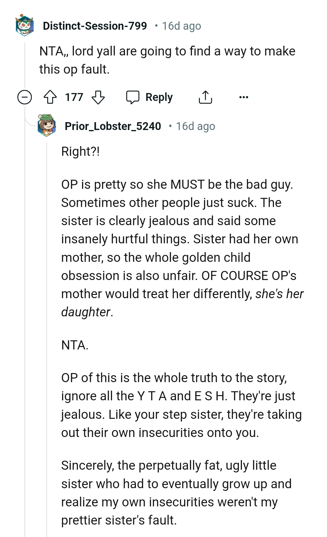 OP's the bad guy because she's pretty