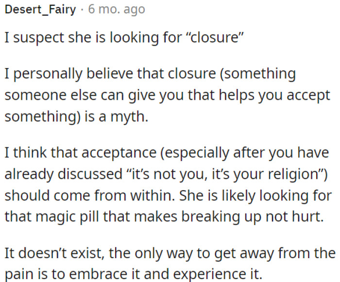 The only way to heal is to confront and experience the pain.