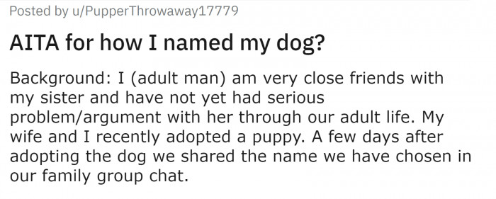 OP explains that he has been very close with his sister, and that they haven't had any serious fights or disagreements in their adult lives