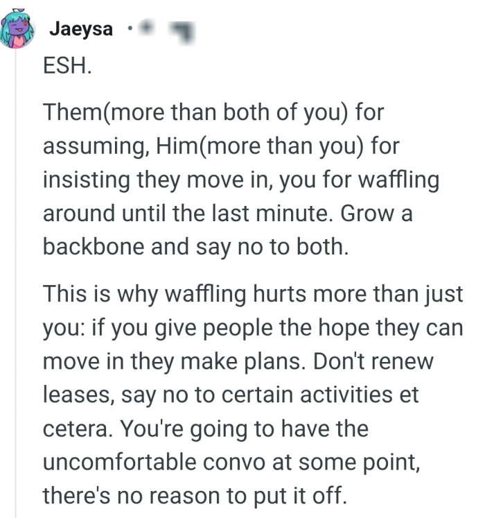 The OP should grow a backbone