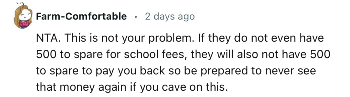 “Be prepared to never see that money again if you cave on this.”