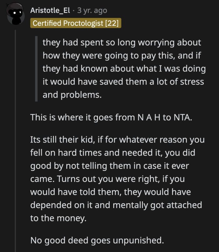 Besides, OP had no obligation to inform them about the amount of her gift.